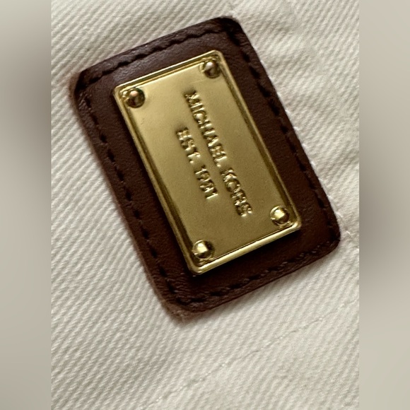 MICHAEL KORS womens size 10 Sexy Boyfriend ivory gold studded cuffed denim jeans - Picture 12 of 14